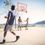 People playing basketball