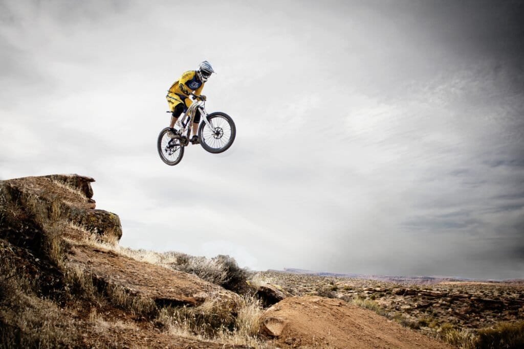 Action adventure cycling scene